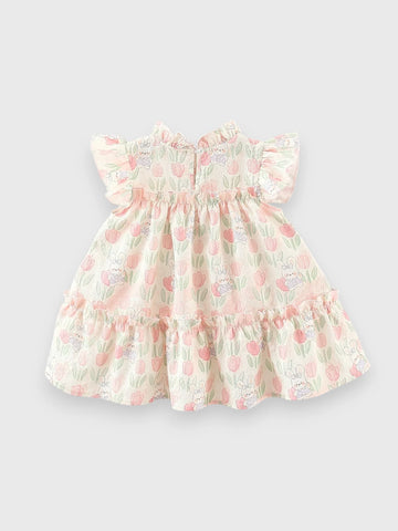 Girls Tulip Bunny Flutter Sleeve Dress