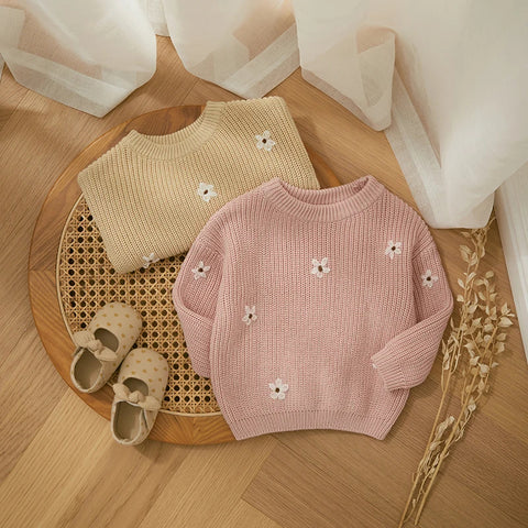 Baby Toddler Girls Spring Flower Knit Sweater