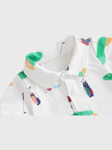 Baby Boy Golf Print Polo Romper
