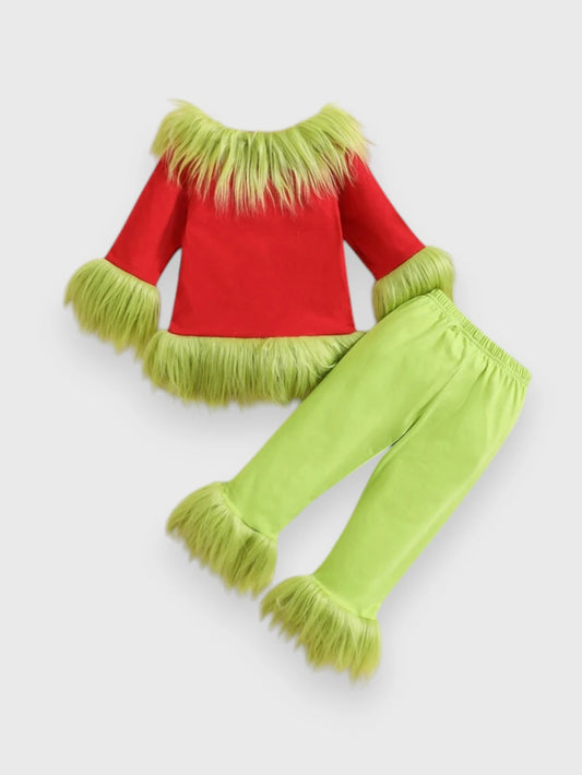 2 Pc Fuzzy Grinch Santa Suit