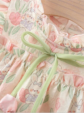 Girls Tulip Bunny Flutter Sleeve Dress