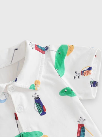 Baby Boy Golf Print Polo Romper