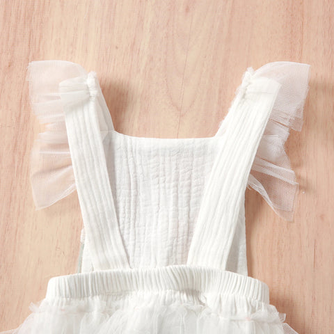 Baby Girl Ivory bodysuit with Pastel Flower embroidery