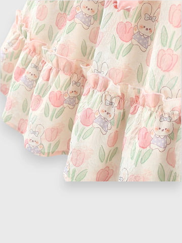 Girls Tulip Bunny Flutter Sleeve Dress