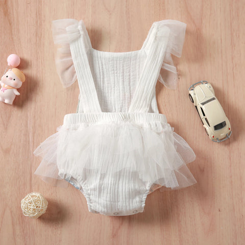 Baby Girl Ivory bodysuit with Pastel Flower embroidery