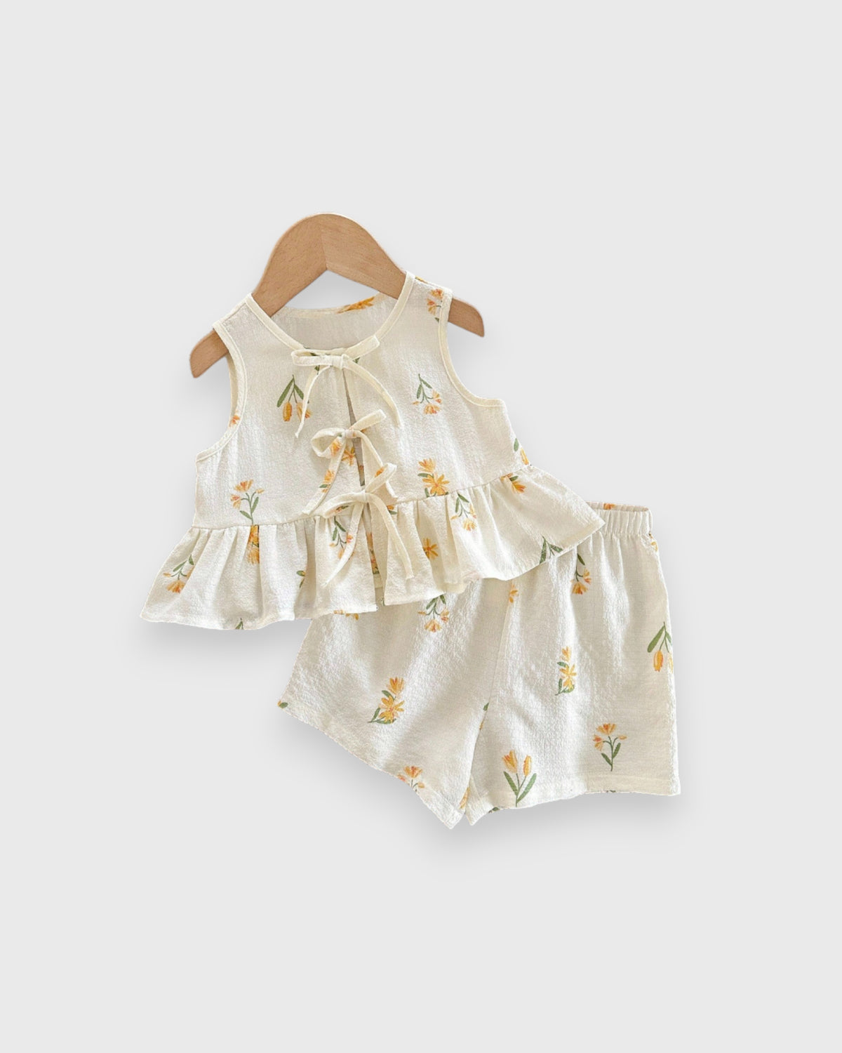 2 Pc Baby Girl Cute Bow Sleeveless Top and Shorts