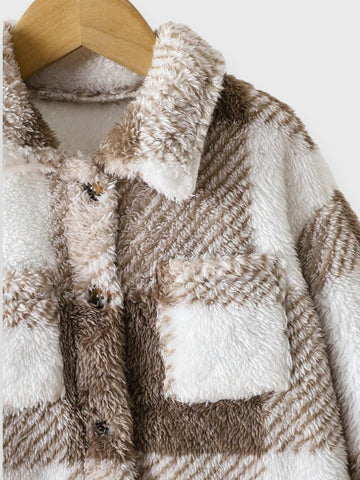 Baby Girl Buffalo Plaid Fleece Swing Coat