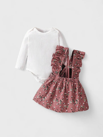 2 Pc Baby Girl Bodysuit with Ditsy Floral Skirt