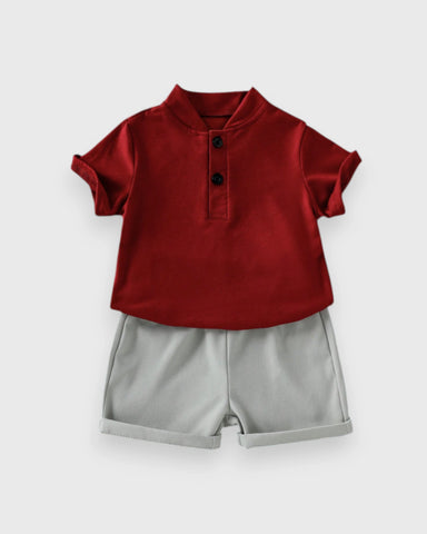 Baby Boy Quarter Button Tee & Shorts Set