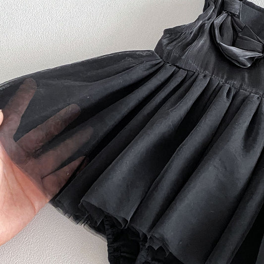 CL-Baby Girl Velvet Bow Tulle Romper Dress