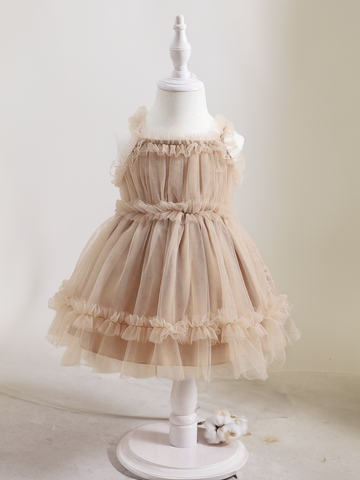 Baby Girl Blue Ruffle Trim Tulle Fairytale Princess Dress