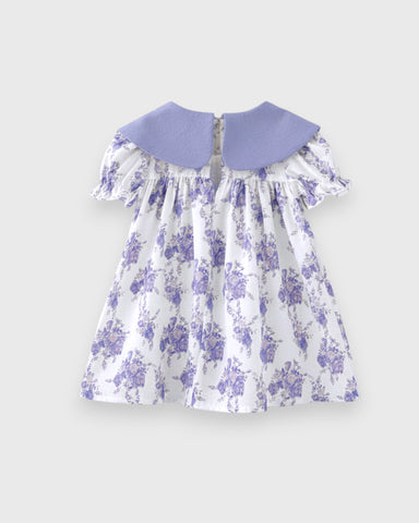 Baby Girls Big Collar Bow Floral Dress