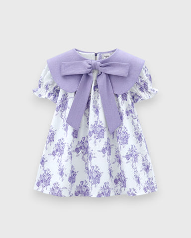 Baby Girls Big Collar Bow Floral Dress