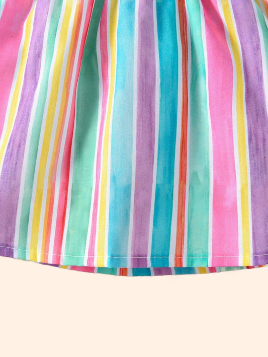 Baby Girl Rainbow Vertical Stripe Dress