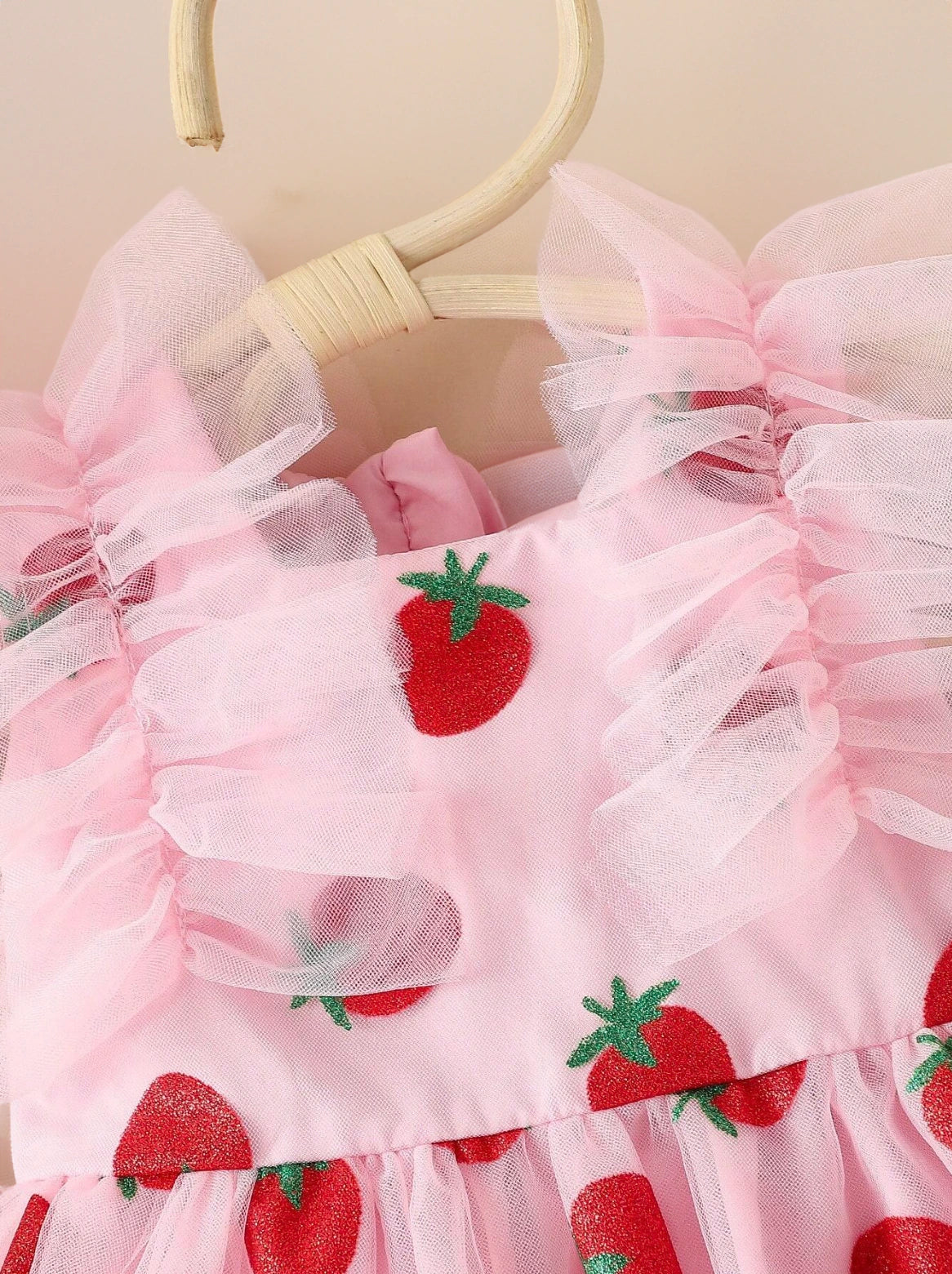 Baby Girl Sparkle Strawberry Tulle Dress 6-9 months / Pink Baby Girl Sparkle Strawberry Tulle Dress 6-9 months / Pink