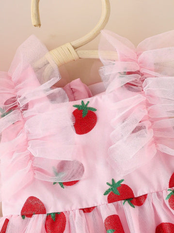 Baby Girl Sparkle Strawberry Tulle Dress