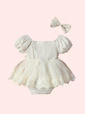 2 Pc Infant baby Girl Floral applique dress