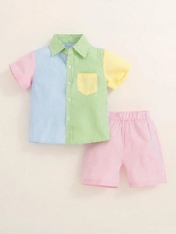 Toddler Little Boys Rainbow Stripe Set