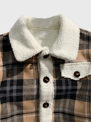 Baby Boy Sherpa Lined Plaid Coat