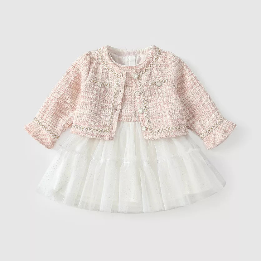 CL-2 Pc Baby Girl Tweed Jacket and Sparkle Tulle Dress