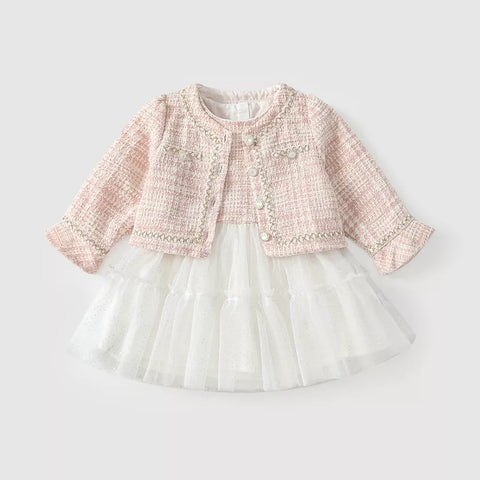 CL-2 Pc Baby Girl Tweed Jacket and Sparkle Tulle Dress