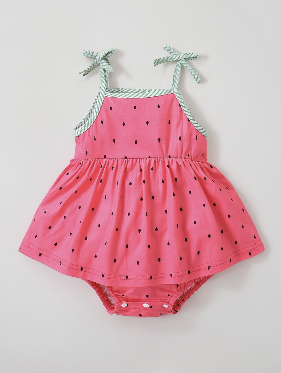 Baby Girl Summer Pink Watermelon Seeds Fruit Bodysuit Dress