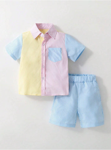 Toddler Little Boys Rainbow Stripe Set