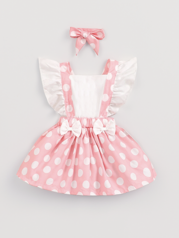 pink polka dot infant dress Pink Polka Dot Dress Outfit for Kids (Size: 2 years)