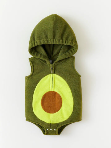 Infant Baby Fleece Hooded Avocado Bodysuit