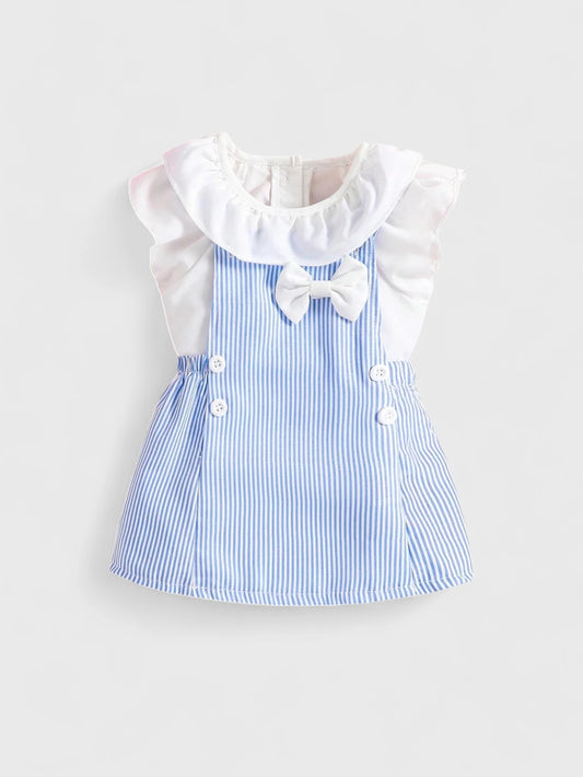 2 Pc Baby Girl Overall Stripe Dress