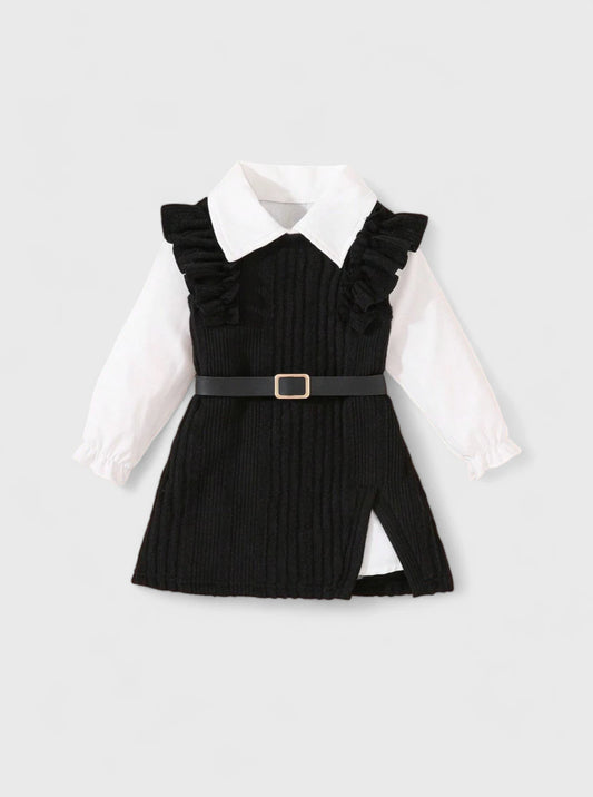 3 Pc Baby Girl Knit Vest & Blouse Dress