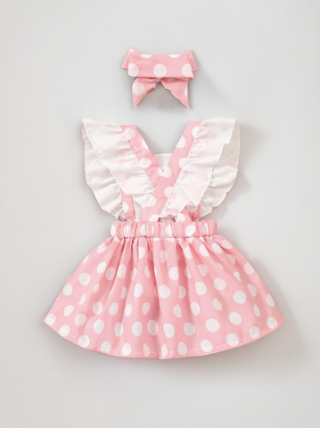 Baby Girl Red Pink Polka Dot dress Costume