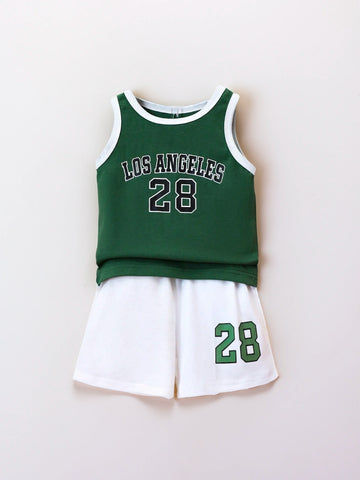 Baby Boy 2 Piece Contrast Basketball Jersey Set