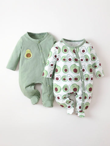 2 Pcs Button up Egg Avocado Footed Sleeper