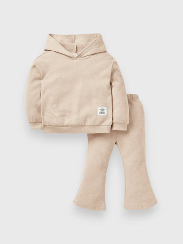 2 Pc Baby Girl Waffle Hoody Set