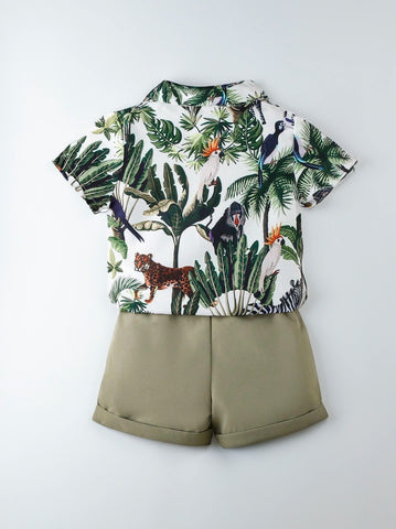 2 Pc Baby Boy Jungle Safari Shirt and Short