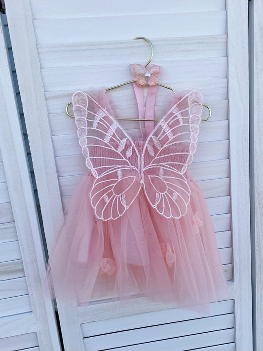 2 Pc Newborn Baby Girl Butterfly Mesh Skirt Dress