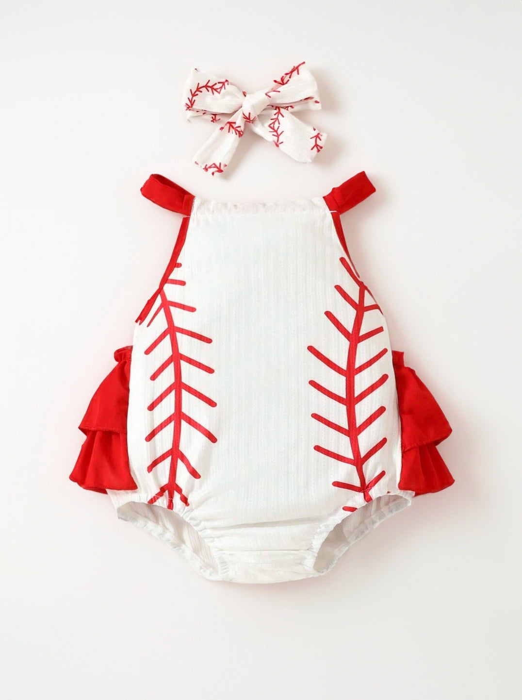 Infant Baby Girl Softball Baseball Print Bodysuit