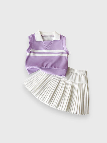 2 Pc Baby Girl Tennis Pleat Skirt Set