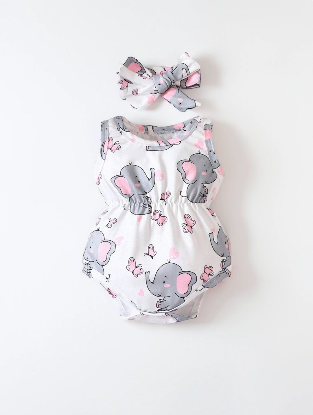 2 piece Baby Girl Elephant Bodysuit & Headband