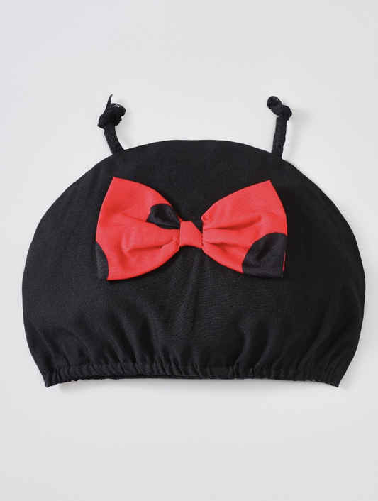 Baby Girl Red Black Lady Bug bodysuit Dress with Hat