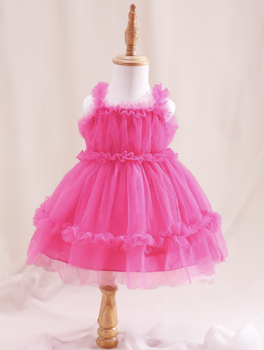 Baby Girl Blue Ruffle Trim Tulle Fairytale Princess Dress