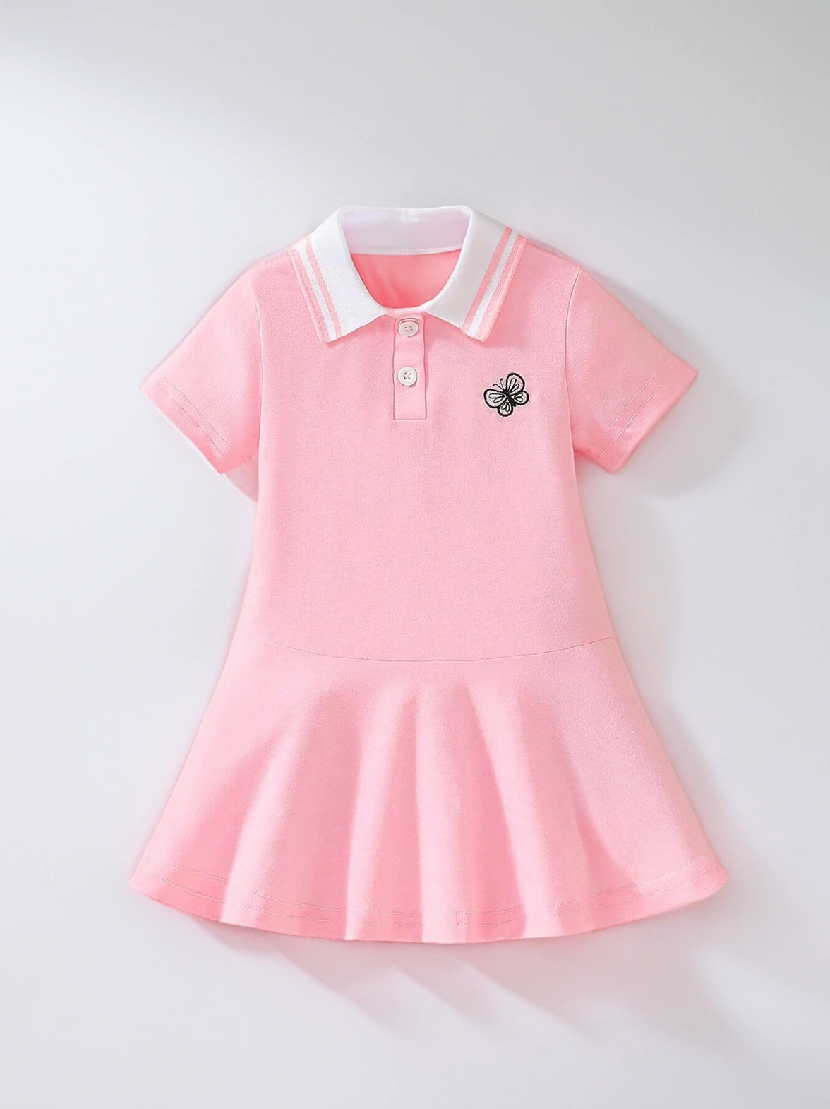 Baby Girl Stripe Polo Character Embroidery Dress