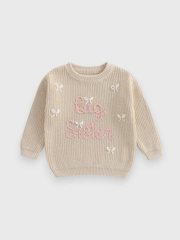 Girls Big Sister Bow Sweater