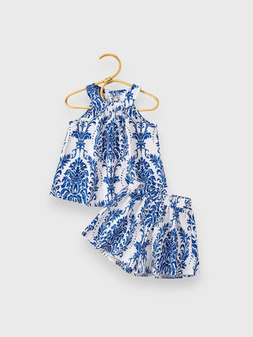 2 Pc Filigree Print Halter Set