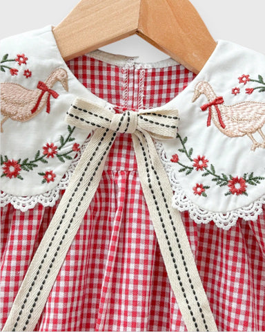 Baby Girl Floral Print Scallop Collar Bow Dress