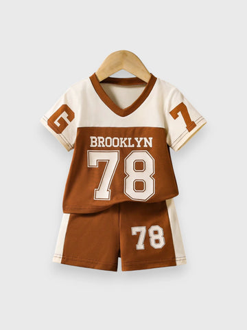 2 Piece Baby Boy V-Neck Sports Sets