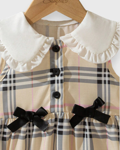 Baby Girl Ruffle Collar Plaid Dress