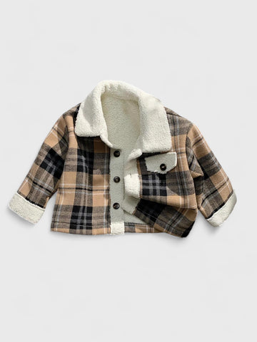 Baby Boy Sherpa Lined Plaid Coat