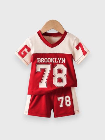 2 Piece Baby Boy V-Neck Sports Sets